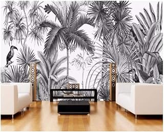 Libjia Papel Pintado Europeo Vintage Blanco Y Negro Coot Tufts Jungle Mural Tv Pared De Fondo Mural 3D