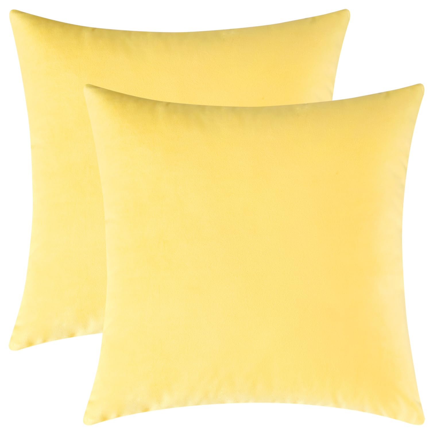 Mixhug Fundas de almohada decorativas, fundas de cojín de terciopelo, fundas de almohada sólidas para sofá y cama, color amarillo pálido, 26 x 26 pulgadas, juego de 2