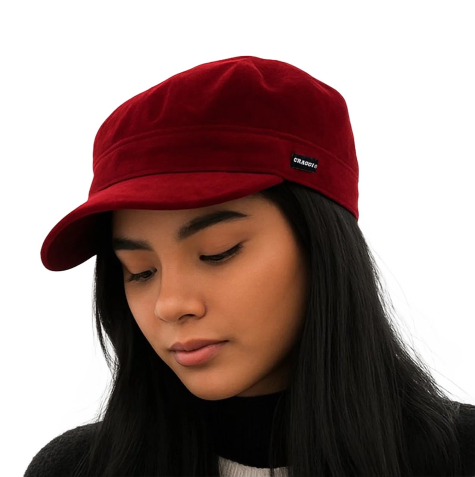 Newsboy Cap Baker Boy Cap Military Cadet Hat in Red Velvet by CRAGGI