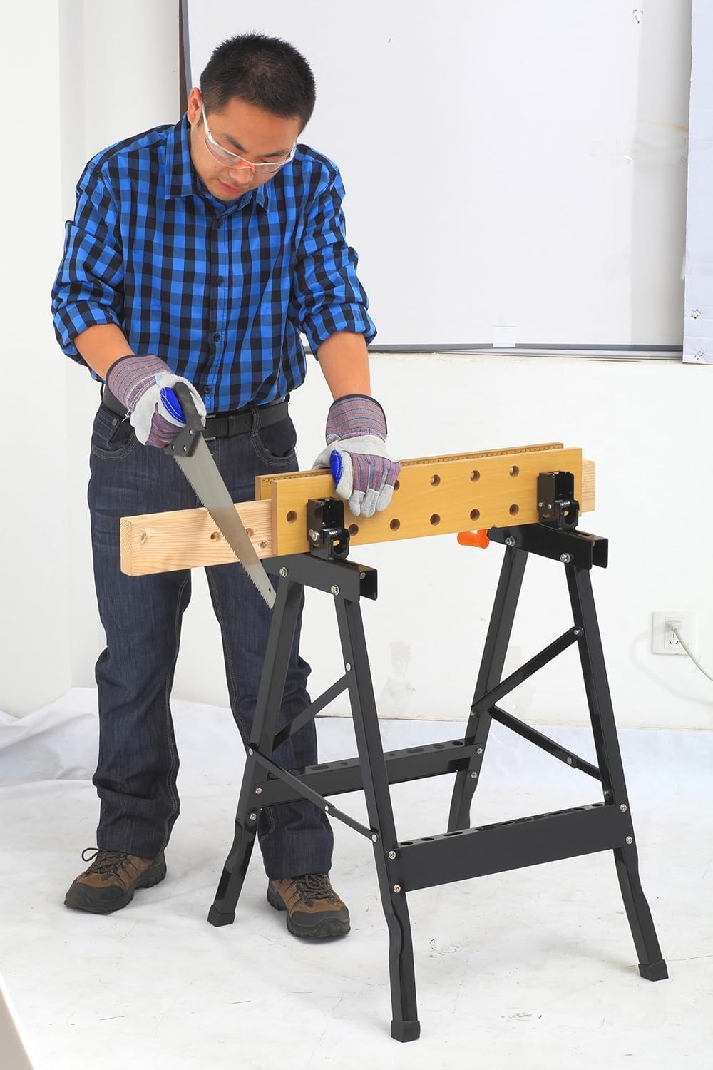 Disston OmniTable Lite Portable Workbench Worktable Fully Adjustable Tilting Table with Added 5pc Impact Screwdriver bit Set