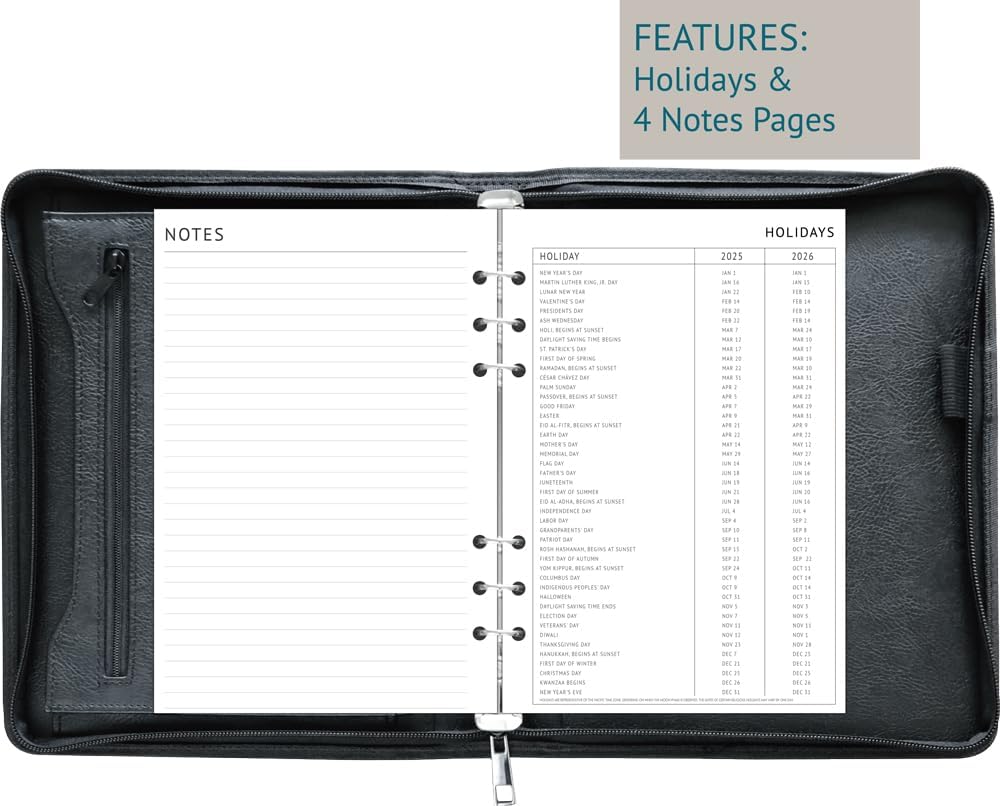 Fan&Ran 2026 Zipper Planner Organizer, Daily and Monthly Planner Refills with Simulated Leather Cover, A5, Black