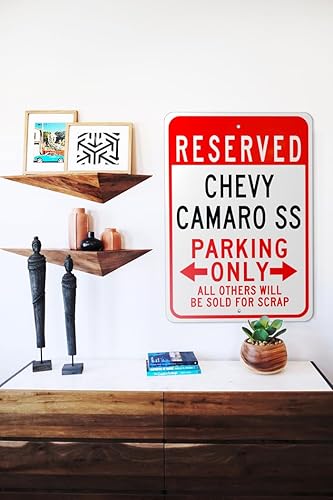 Miniatura 2 de Chevy Camaro SS Reserved Parking Only All Others Will Be Sold For Scrap, letrero de estacionamiento de metal, decoración de pared de cueva