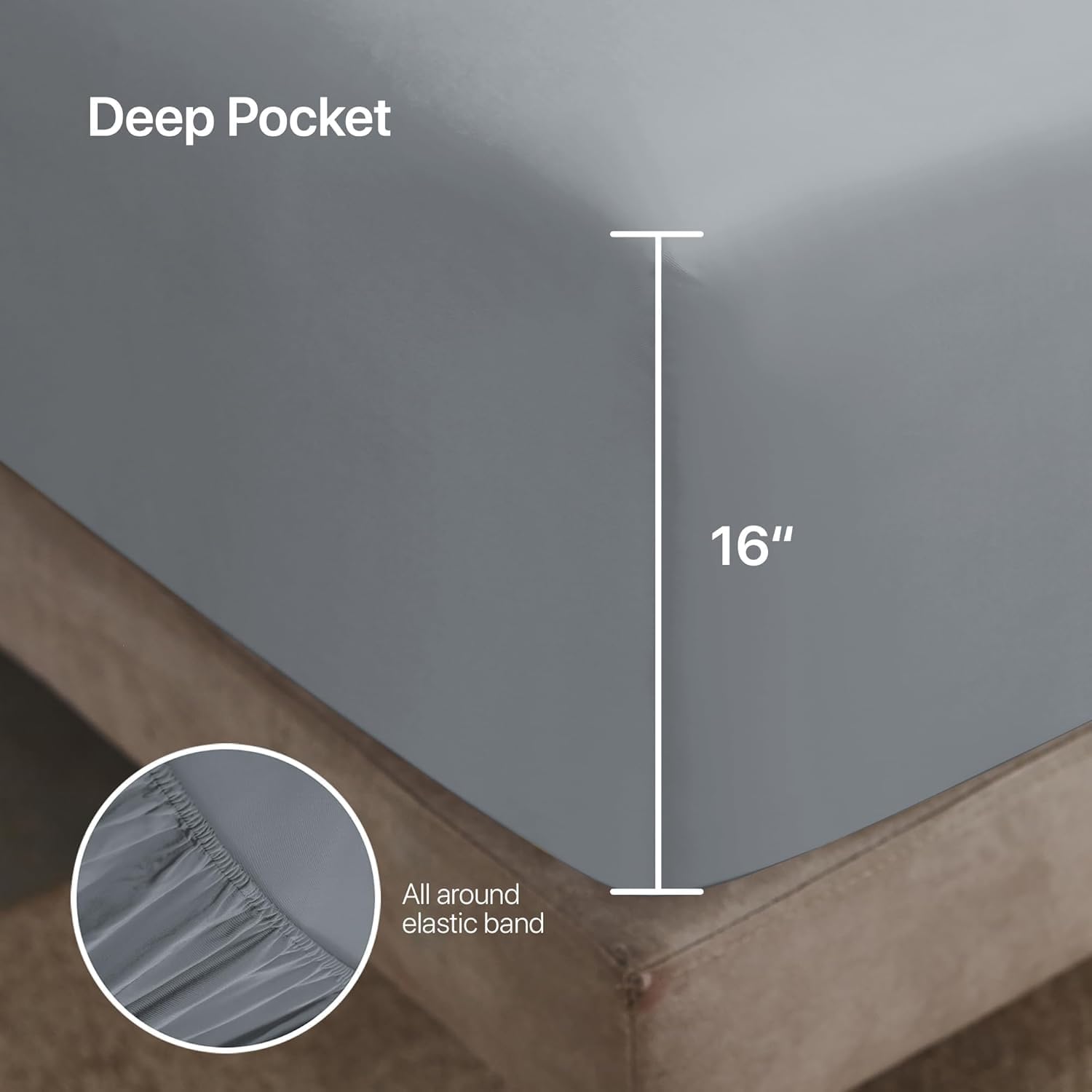 NATUREFIELD Top Split King Sheets Set (4pc), 100% Rayon from Bamboo, Cooling Sheets for Adjustable Bed, Flex Head King Fitted Sheet, Deep Pocket Hotel Luxury Bedding
