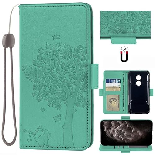 Custodia con protezione della lente Case PU Flip Magnetica Custodiar Portafoglio Cover Per DOOGEE S61 S61 S51 Smartphone con albero pattern verde pelle
