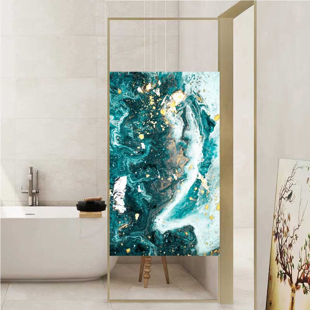 Fensterfolie, Marmormuster, Sichtschutz, Milchglas, Fensterfolie, Wärmekontrolle, Glasaufkleber für Zuhause, Büro, B 31,4 x H 78,74 (80 x 200 cm)