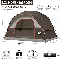 Vista 2 de CAMPROS CP Tents for Camping 2/4/6 Person Tent Waterproof Windproof Double Layer Camping Tent, Easy Setup Dome Tent with Large Mesh Windows & Wider