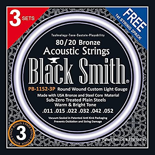 Black Smith PB-1152-3P Jeu de cordes pour Guitare - Les Beatles, Paul McCartney, John Lennon, RIngo Starr, George Harrison Black Smith PB-1152-3P Jeu de cordes pour Guitare