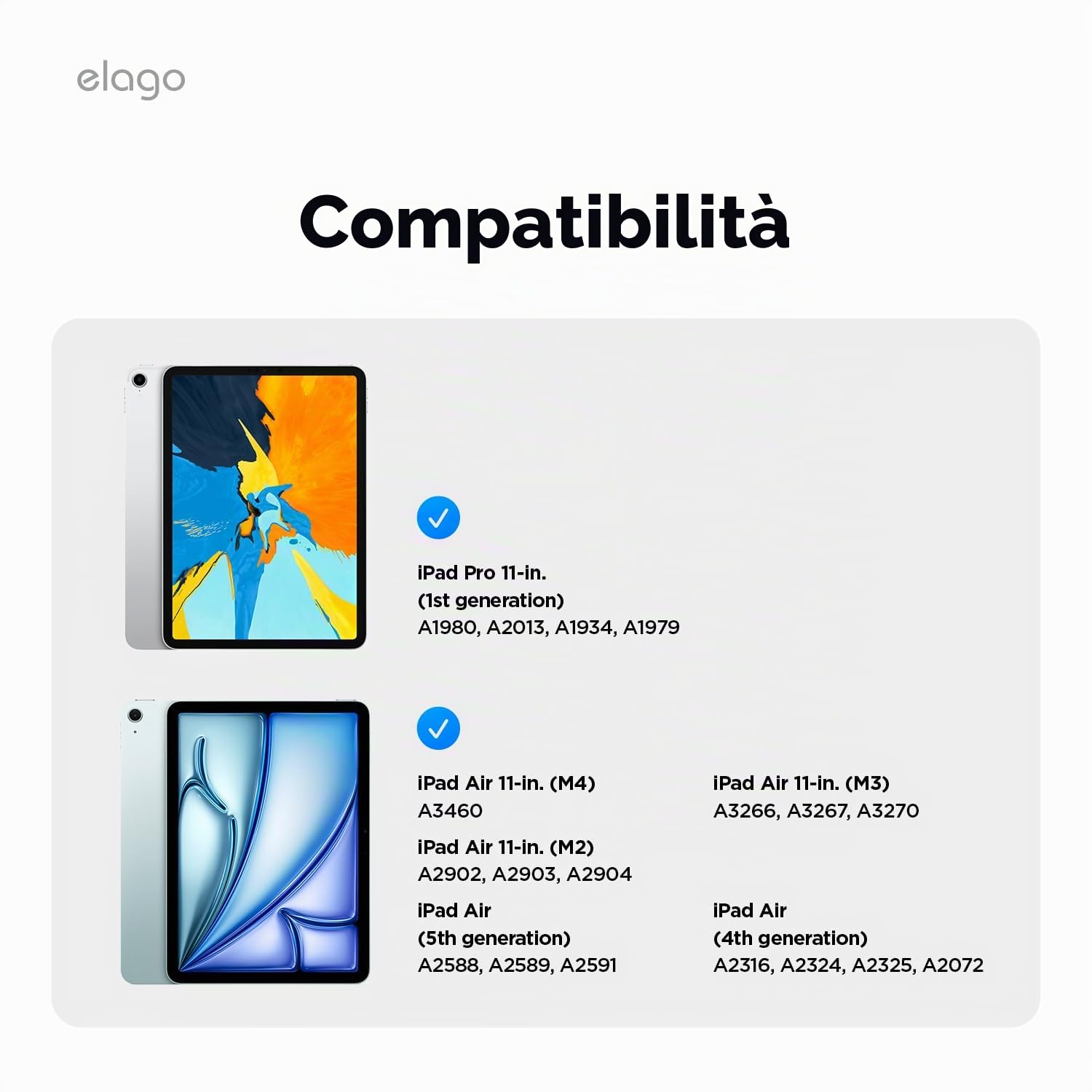 elago Custodia Folio Magnetica per iPad Air 11 (M4/M3/M2), iPad Air (5ª/4ª), iPad Pro 11 (1ª), Compatibile con Apple Pencil, Piastra Posteriore per Superfici Metalliche [10.9 pollici] (Grigio Chiaro)