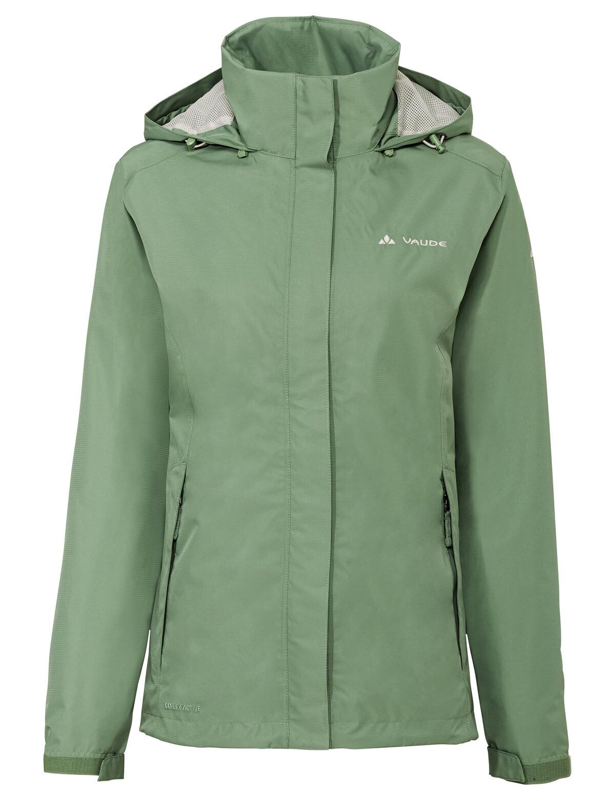 VAUDE Escape Light Regenjacke Damen – wasserdicht, atmungsaktiv und winddicht mit 2-Lagen-Membran, verstaubare Kapuze, 420g leicht