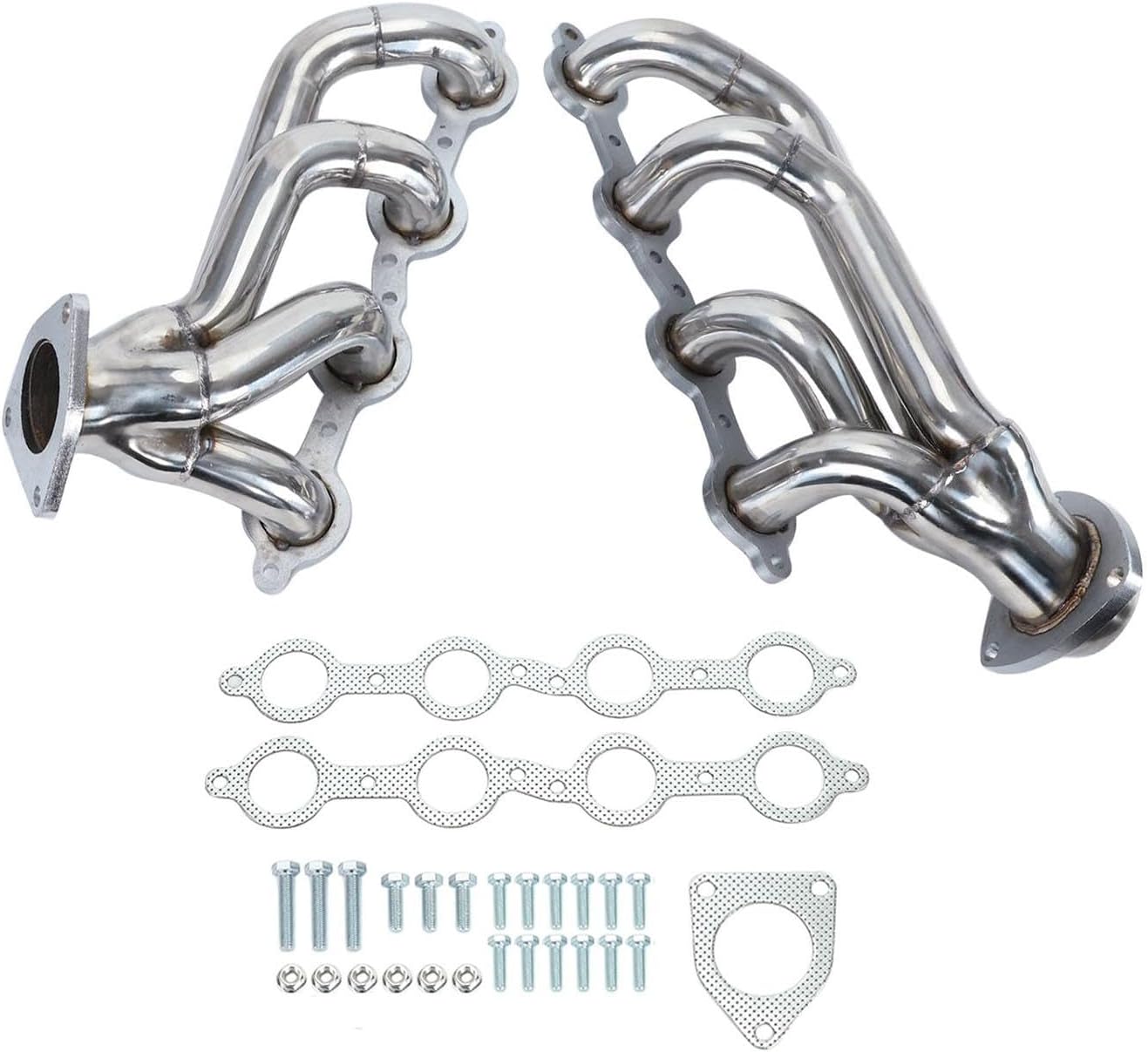 Exhaust Manifold Header Replacement kit for 2002-2016 Chevy Silverado 1500 2500HD 3500HD 4.8L 5.3L，02-16 Chevy Silverado 1500 2500HD 3500HD Exhaust Headers