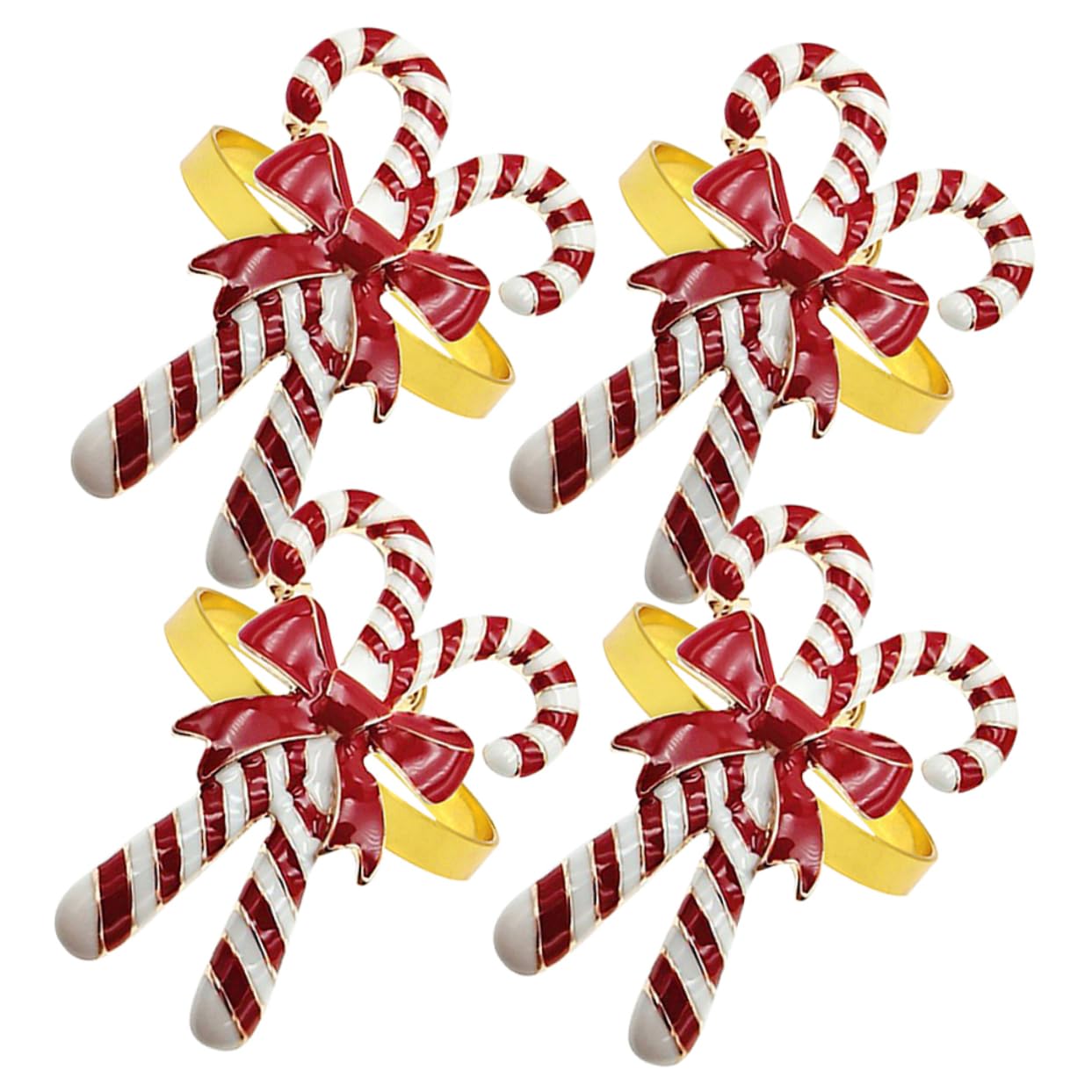 COLLBATH Set 4 Pezzi Anelli Portatovagliolo Natalizi in Lega Fiocco Decorativo, Pratici e Unici per Decorazioni Festive da Tavola Durante Feste di Natale