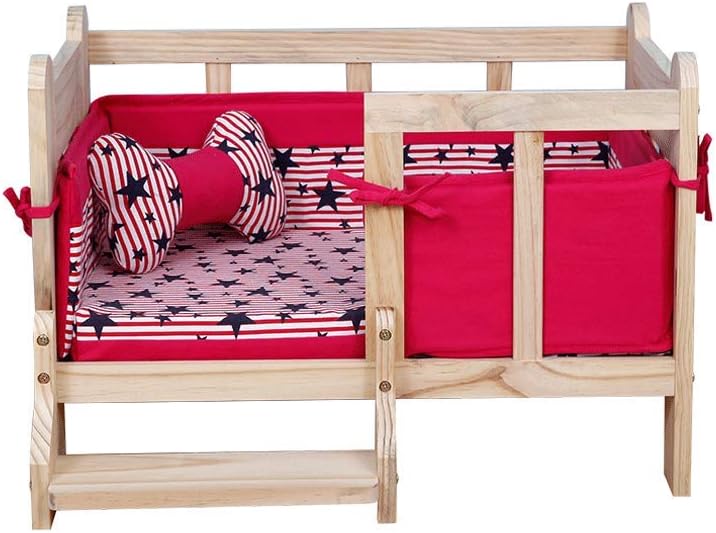 Cama para Perro Tamaño Mediano 66x48x45cm con Marco de Madera