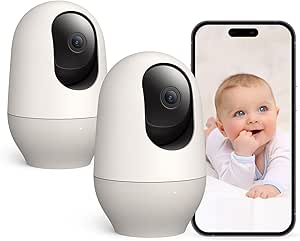 nooie Baby Monitor with Camera 2 Pack,WiFi Baby Monitor Camera,360-degree1080P,Smart Baby Camera with Motion Tracking,Night Vision,Two Way Audio&Sound Detection,Works with Alexa,SD Card and Cloud asin的图片