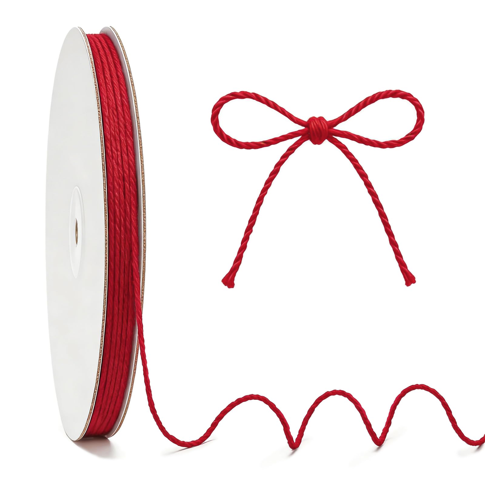 KINGLAKE 100m Red Cotton String, 2mm Macrame Bakers Twine Butchers Kitchen String for Cooking Meat, Crafts, Gift Wrapping, Christmas Halloween Decorations, Valentine's Day Presents