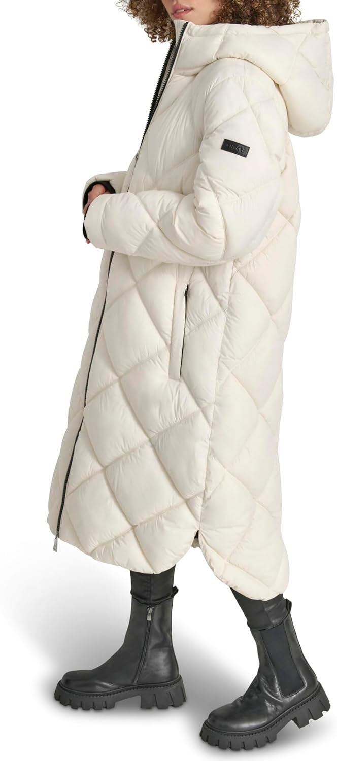 Buy DKNY Women's Hooded Diamond Quilt Long at Ubuy Brunei