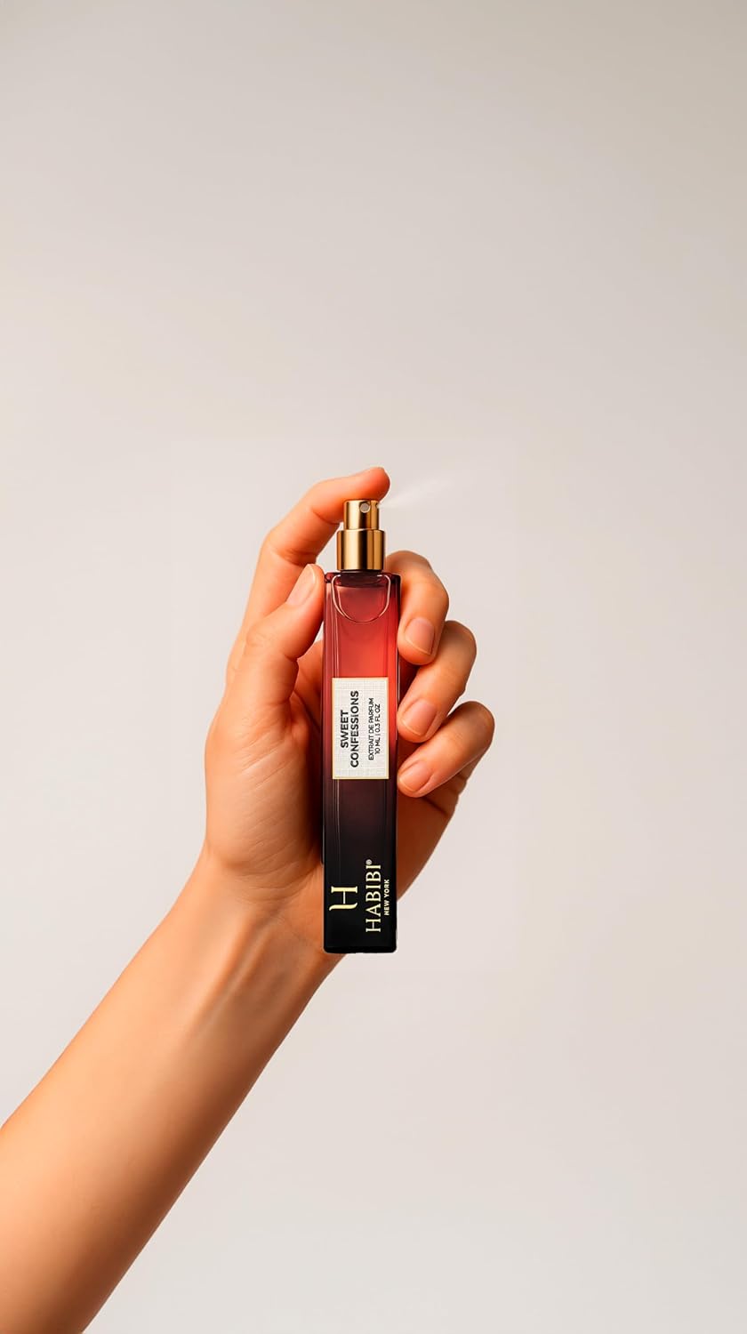 H HABIBI Sweet Confessions Extrait De Parfum 10ml (0.30 fl Oz) – Travel Size Arabian Perfume for Women & Men, Long Lasting Fragrance, Luxury Niche Perfume with Leather Case - Image 4