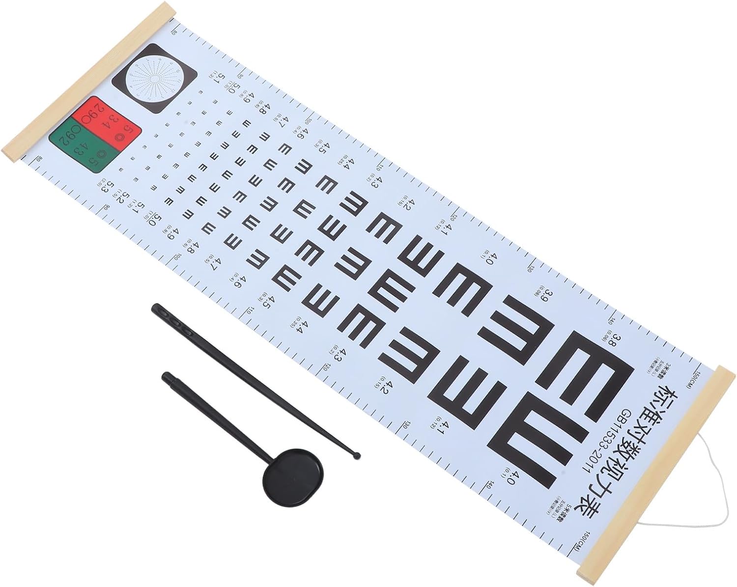 Home Use Visual Eye Test Chart E Letter Vision Screening Poster 3pcs Set with Pointer Pen and Eye Cover for Adults