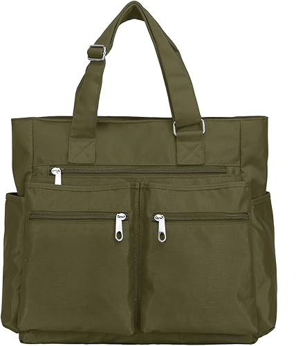 Bolsa de lona impermeable de nailon con múltiples bolsillos para llevar al hombro, bolsa de trabajo para computadora portátil, bolso para