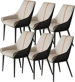 Dining Chairs Modern Dining Chairs Set of 6 PU Leather Kitchen Living Room Lounge Counter Chairs Sturdy Metal Legs -ge,Dark Grey