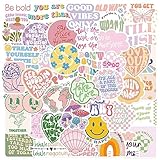 Preppy Sticker Aesthetic Stickers 50PCS, Cute Stickers Preppy Stuff Aesthetic Things for Adults Kids Girls Kechup Vinyl Waterproof Pink Sticker for Water Bottles Laptop