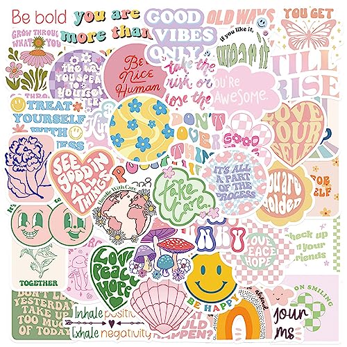 Preppy Sticker Aesthetic Stickers 50PCS, Cute Stickers Preppy Stuff Aesthetic Things for Adults Kids Girls Kechup Vinyl Waterproof Pink Sticker for Water Bottles Laptop