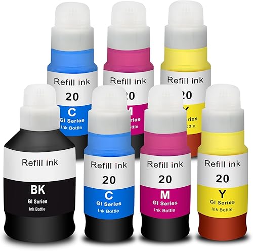 Repuesto de tinta de tinte compatible para impresoras Canon GI-20 GI20 GI20 para impresoras Canon G6020 G7020 G5020 MegaTank, repuesto de tinta