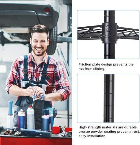 Vista 4 de Estantes de almacenamiento de 6 niveles, estantes de alambre resistentes, estantes de acero altos, estantes ajustables de 1500 libras de capacidad