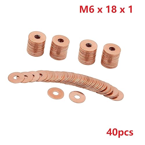 Miniatura 2 de Arandelas de cobre M6 de anillo plano de enchufe de sumidero de junta de sello de aceite, arandelas de ajuste de sellado (M6 x 0.709 x 0.039 in)