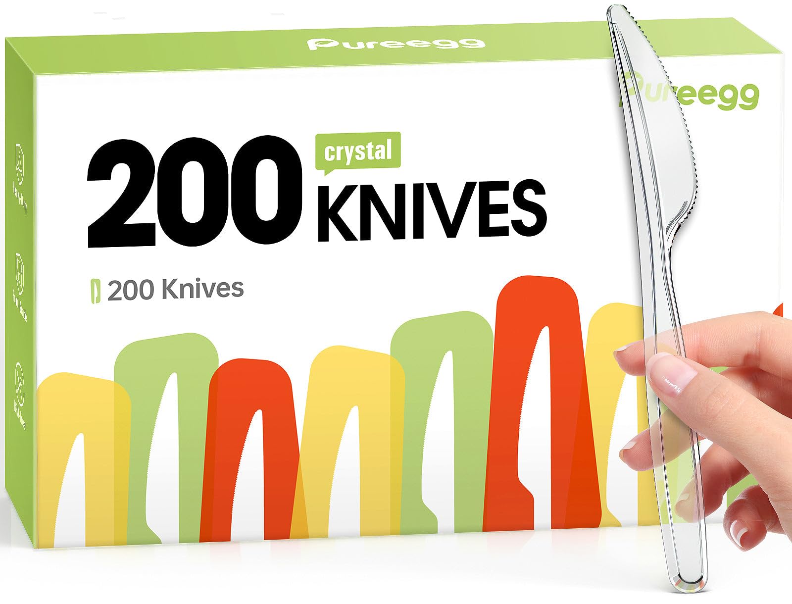 Photo 1 of (2 pack) Plastic Knives - 200 Packs, Premium 7" Disposable Plastic Knife, Heat-Resistant & BPA-Free Plastic Knives Heavy Duty, Party Supplies, Durable Clear Plastic Knives for Everyday Use