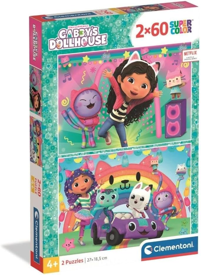 Clementoni - Children's Puzzle 2X60 Pieces Gabby'S Dollhouse, Children's Puzzle Gabby Characters, 24819