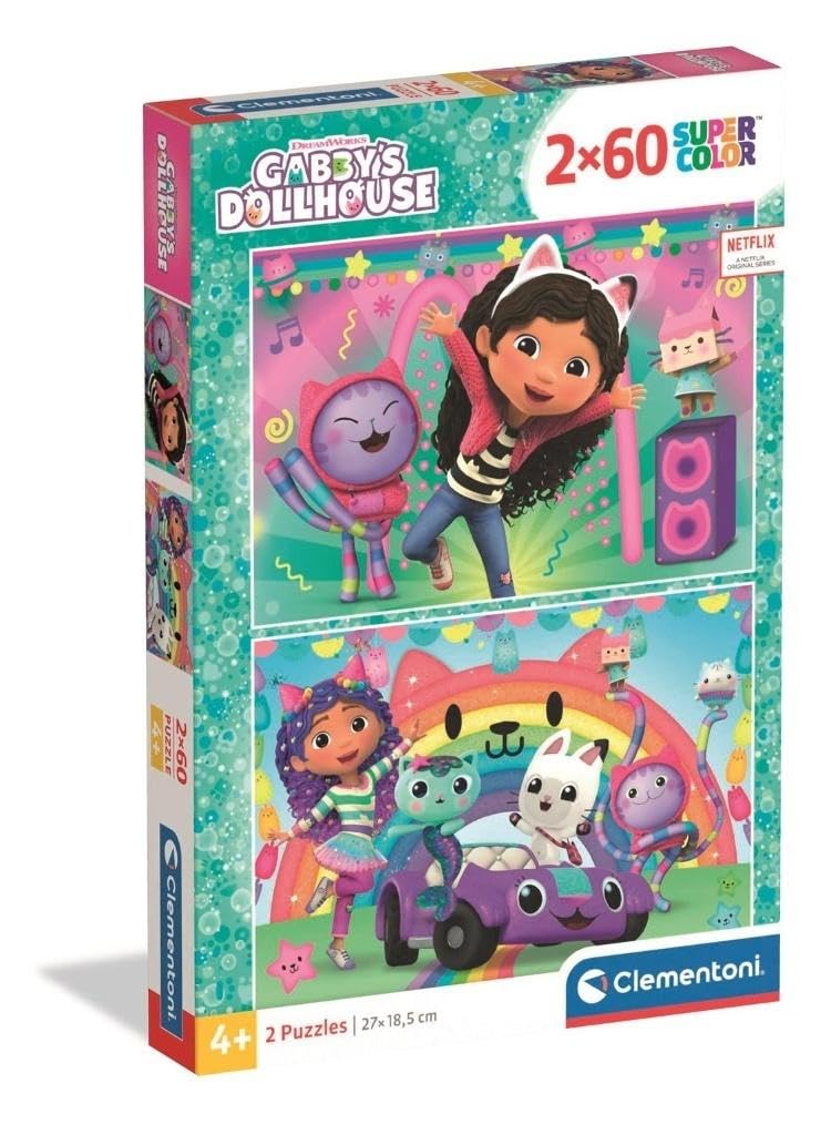 Clementoni Puzzle 2x60 pieces, Gabby's Dollhouse, Puzzle for Kids 4+ Years, Made in Italy, 24819