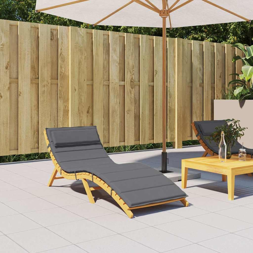 Nakładka na leżak, antracytowa tkanina Oxford, 180 x 60 x 4 cm, z antypoślizgowymi taśmami, wodoodporna, ergonomicznie wyściełana, do ogrodu, na balkon, taras, komfort wewnątrz i na zewnątrz