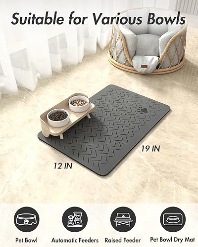 Miniatura 7 de MontVoo - Tapete absorbente para alimentación de mascotas, tapete de secado rápido para perros sin manchas para comida y agua, suministros de