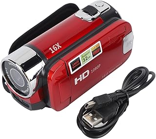 Handheld Video Camcorder, 1080P 16MP DV Camera 16x Digital Zoom Video Camera with 2.7in TFT Rotatable Screen and USB Cable (Red)