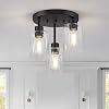 Farmhouse Ceiling Light Fixture, Feanron Black Semi Flush Mount Ceiling Light Fixtures with Clear Glass Shade, Vinatge Ceiling Pendant Lamp for Kitchen Living Room Bedroom [Energy Class E]