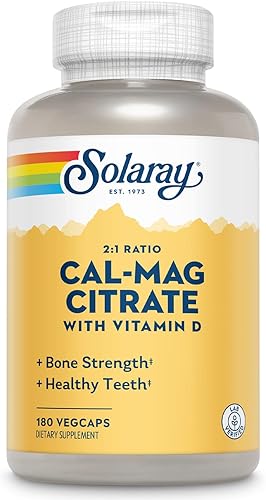 SOLARAY Proporción 21 de citrato de calcio y magnesio con vitamina D-3, huesos sanos, apoyo muscular y sistema nervioso, alta absorción, 180 cápsulas