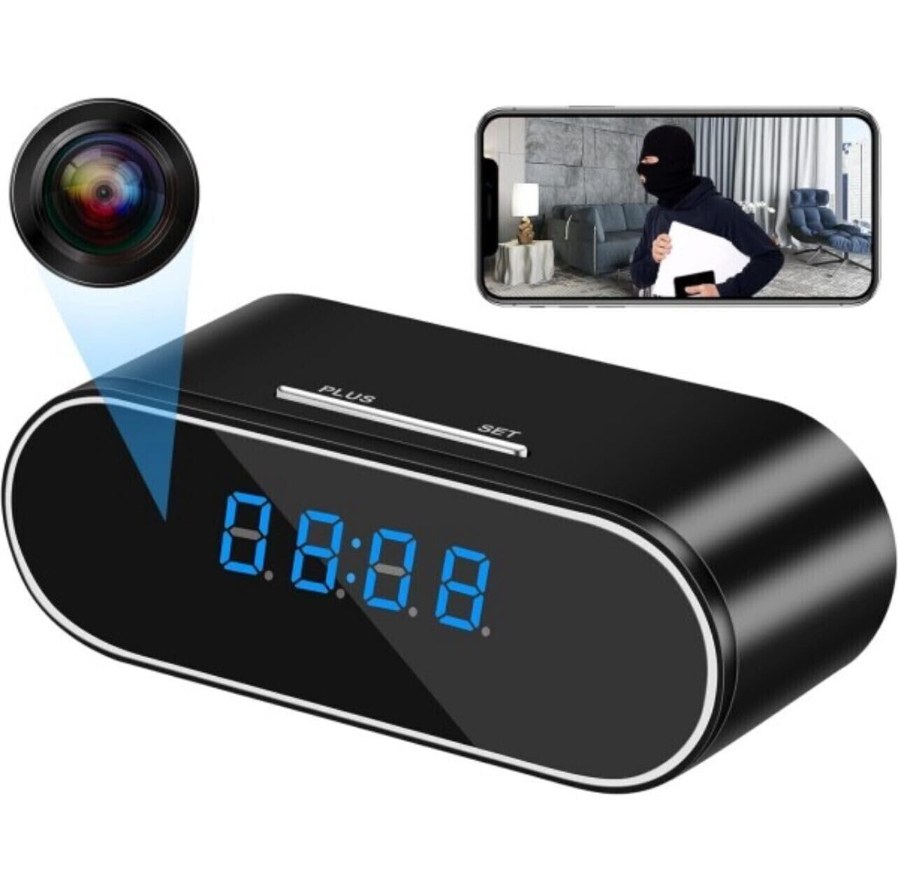DISCORAMA® - OROLOGIO SVEGLIA DIGITALE CON TELECAMERA, SVEGLIA SPIA CON CAMERA NASCOSTA, SVEGLIA DIGITALE VIDEOSORVEGLIANZA WIFI VIDEO AUDIO