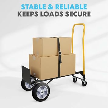 Simpli-Magic 2 in 1 Convertible Hand Truck and Dolly, 800LBS Heavy-Duty Moving Dolly Cart with 10 Flat Free Rubber Wheels & Handle