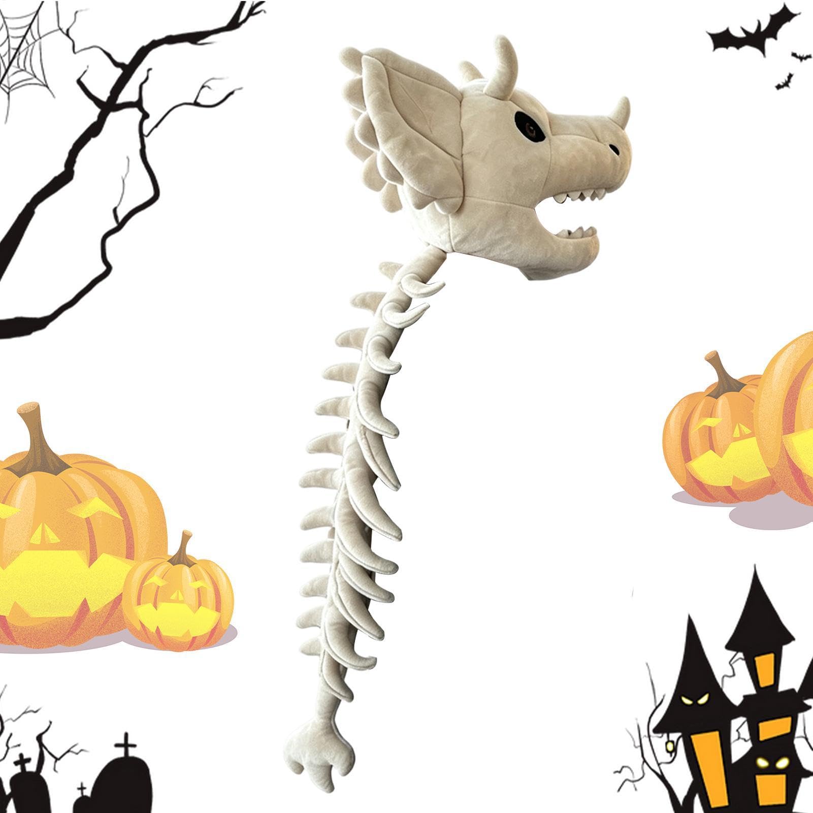 Dino kostium szkieletowy dla dzieci, na Halloween, realistyczny z głową i kręgosłupem | Kostium dinozaura, Cosplay, do odgrywania ról, na imprezę, bal karnawałowy, scenę, uroczystości i maskaradę