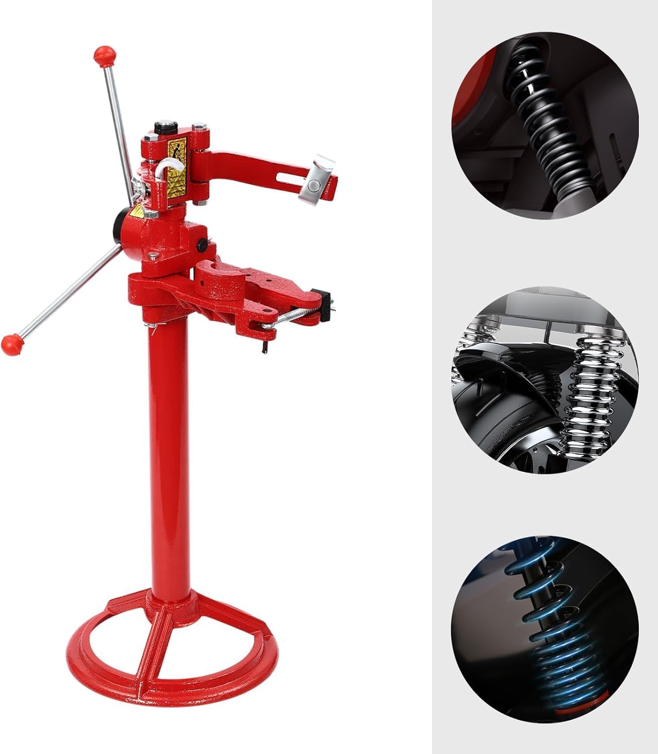 7600 Strut Spring Compressor Tool, 2200LBS Capacity Hand Operate Hydraulic Shock Compressor, Heavy-Duty Cast Iron Auto Spring Compressor for Cars, SUVs, Trucks, 35.5-45 Inch Adjustable, Red