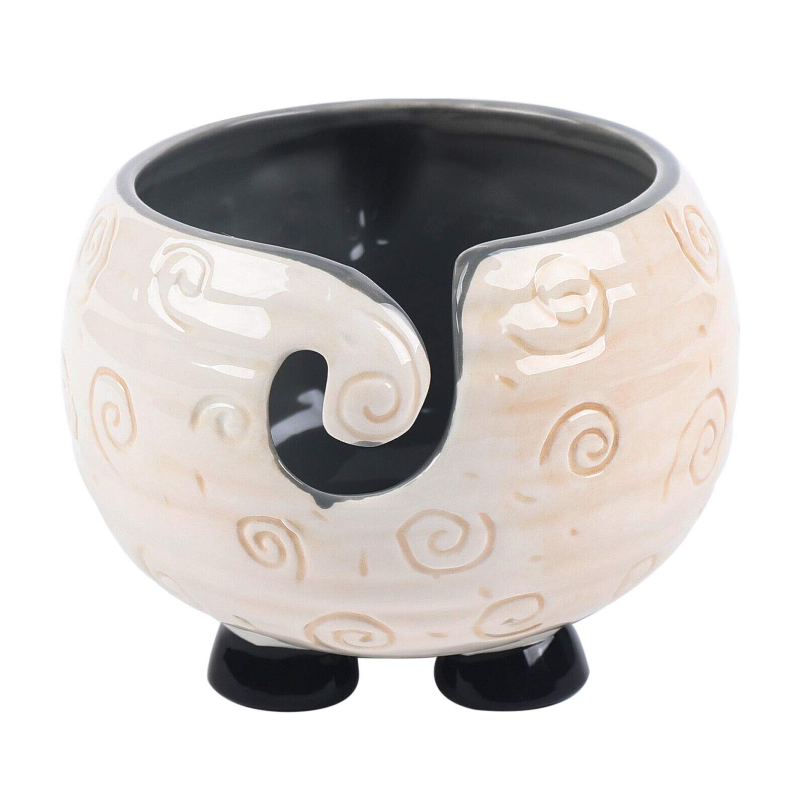 Garenkom Yarn bowl hout naturel grijs rood