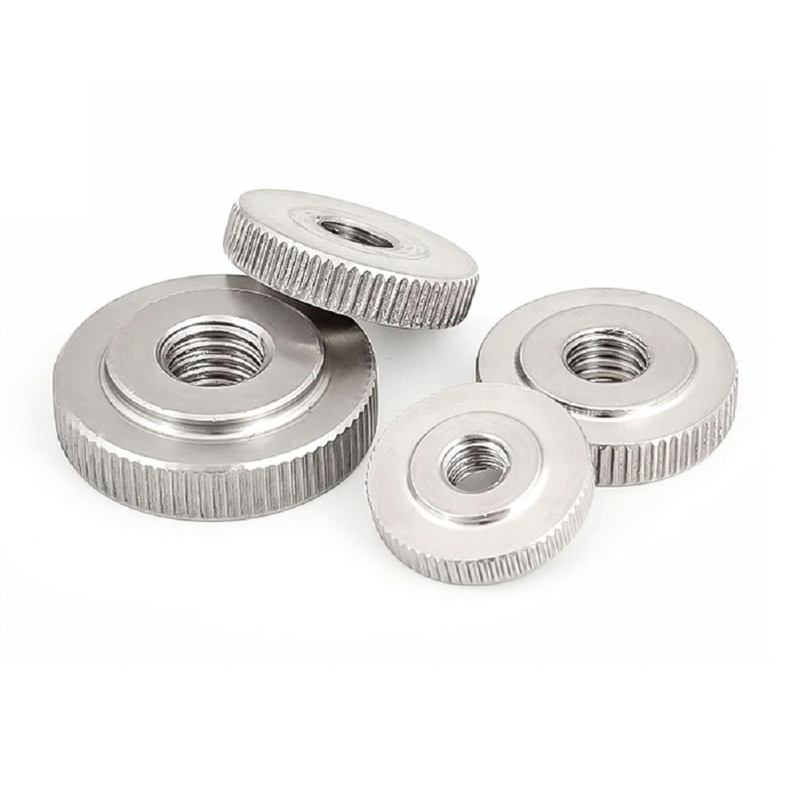 SOTOOLS 4 Dadi Zigrinati M10 In Acciaio Inox SS304, Forma Piatta DIN 467, Diametro 36 Mm Per Ingegneria E Modellismo