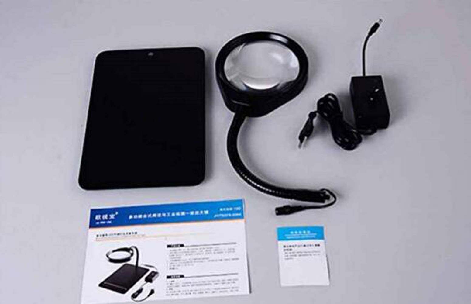 Lente d'Ingrandimento, Lente d'Ingrandimento illuminata a 36 LED con Supporto, Lente d'Ingrandimento a LED 3X 5X 8X 10X con Mano, Lampada da scrivania con Lente d'Ingrandimento per