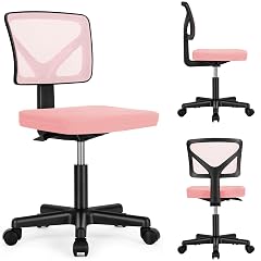Armless Desk Chairs Ergonomic Low Back Computer Chair Adjustable Rolling Mesh Task Work Swivel Chairs with Wheels Work