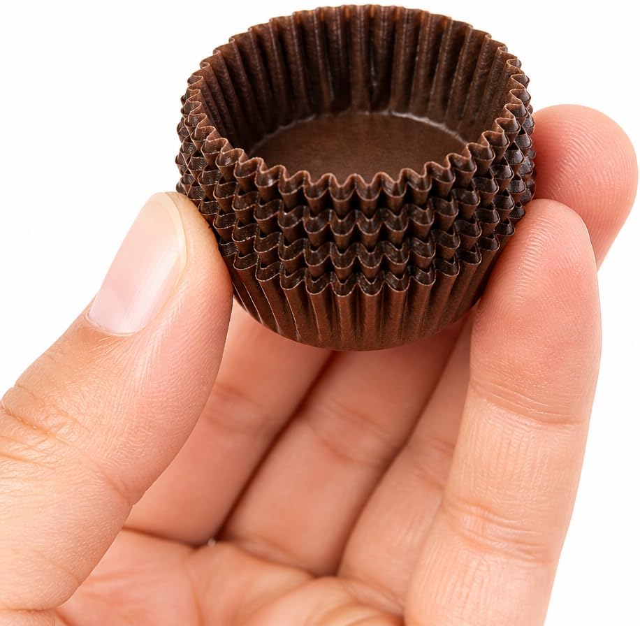 #4 Brown Glassine Paper Candy Cups - Chocolate Peanut Butter Baking Liners (1000)