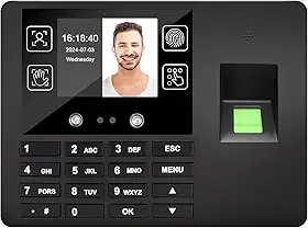 Relógio de ponto - 3000 relógios de ponto com capacidade de impressão digital para funcionários de pequenas empresas com recursos faciais, impressões de palma e senhas (Versão padrão)