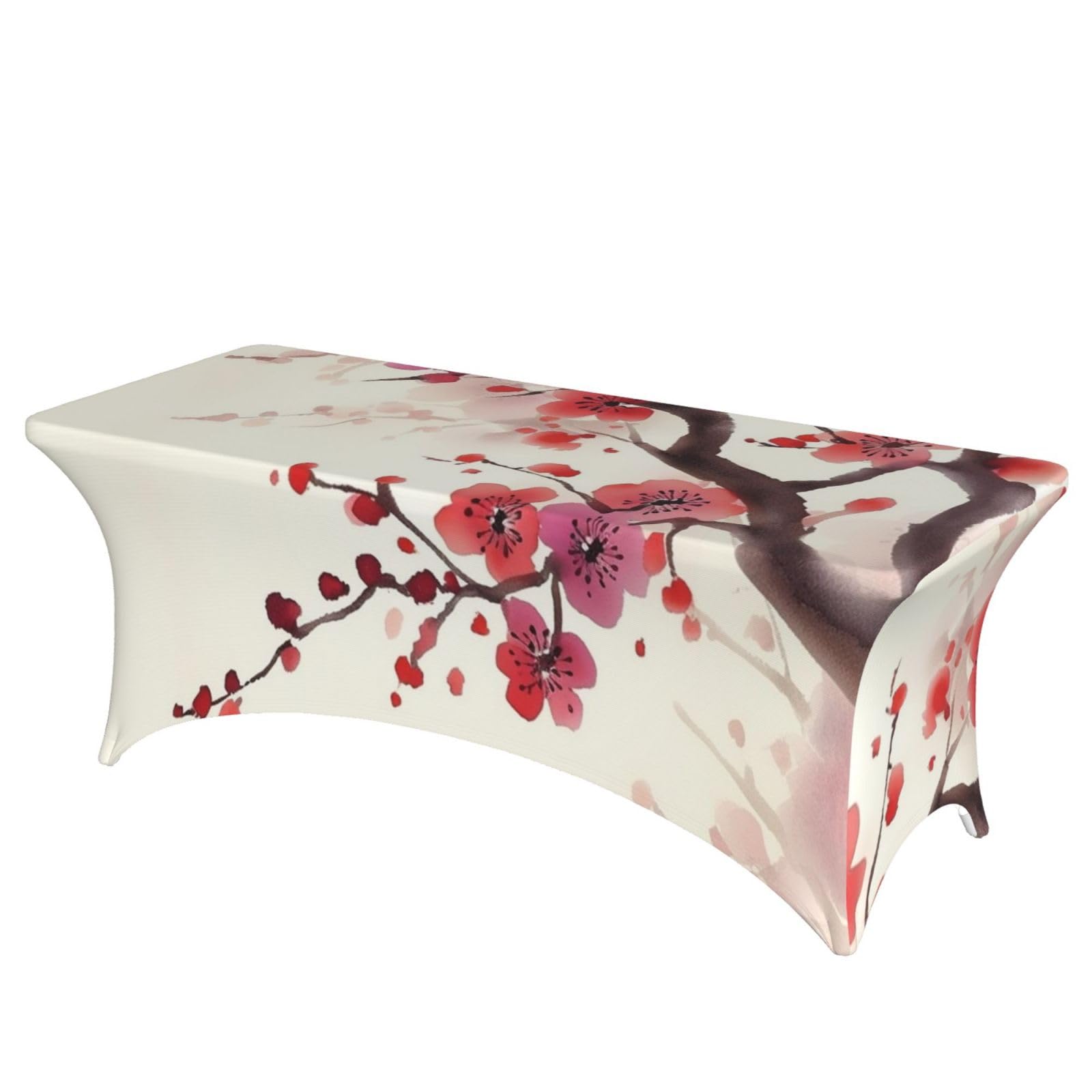 Nappe florale japonaise prune infroissable et lavable pour table de buffet