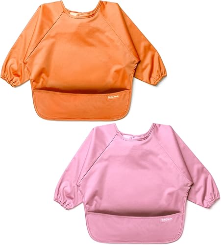 Flyangle Paquete de 2 baberos de manga larga para bebé, solución impermeable para la hora de comer, ideal para niños pequeños de 6 meses a 2 años disponible en Yaxa Peru