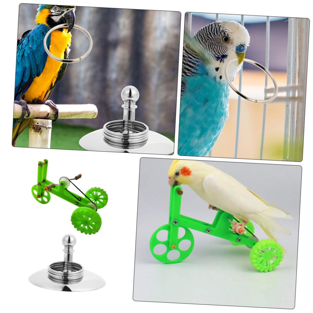 VANZACK 2sets Giocattolo Per Addestramento Pappagallo Giocattolo Interattivo Inossidabile Con Bicicletta e Anello Per Uccelli Giochi Educativi Per Pappagalli e Cockatiel Stimola Attività