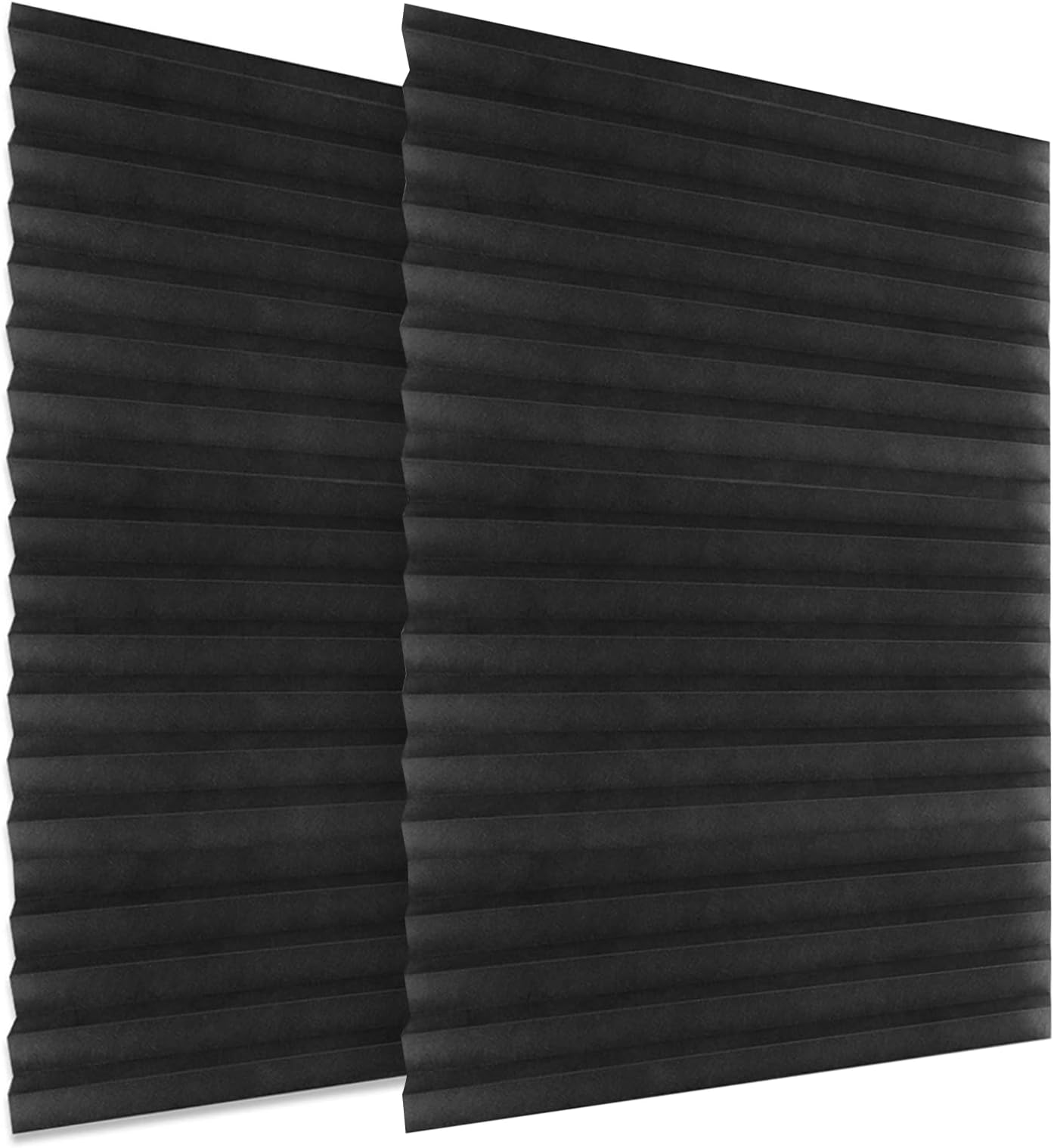 Morelian 2pcs Blackout Pleated Window Shades Window Blind Blackout Light Block Cordless Black 3